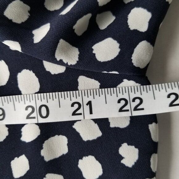 J. Crew Navy Blue Feminine Off Shoulder Tie Sleeve Blouse Top Artsy Polk Dot M - Picture 11 of 12